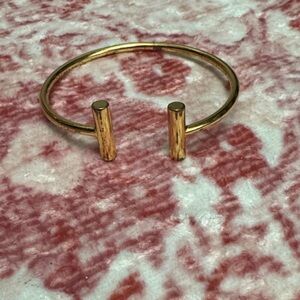 Gold Open Cuff Bracelet - Minimal Bar Design